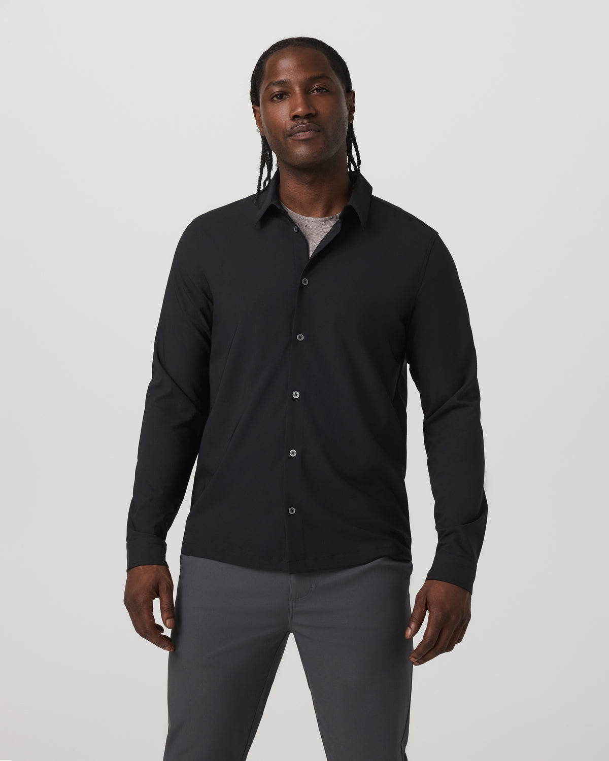 Long Sleeve Manhattan Button Down Men's Black Shirt | Vuori US
