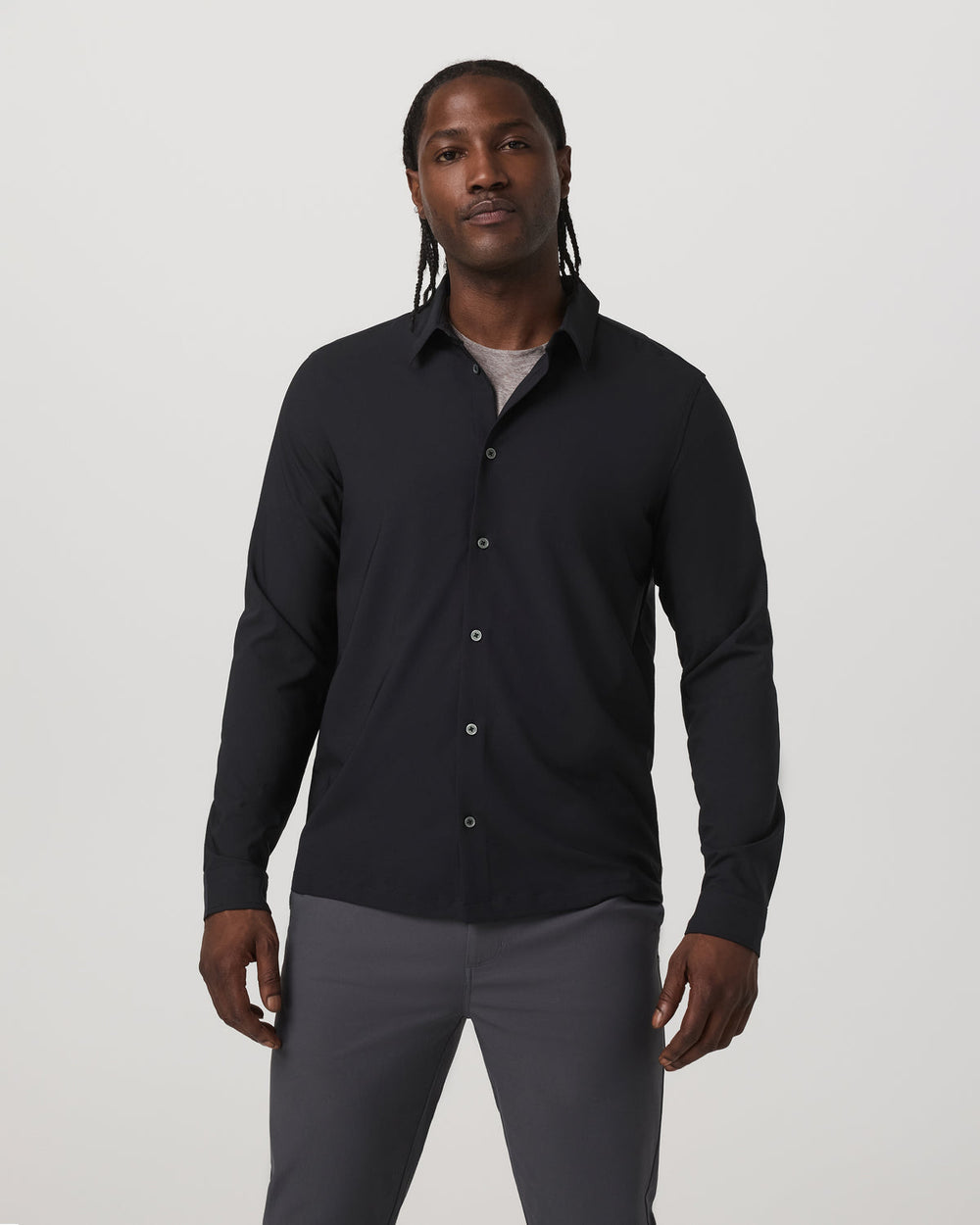 Long Sleeve Manhattan Button Down Men's Black Shirt | Vuori US