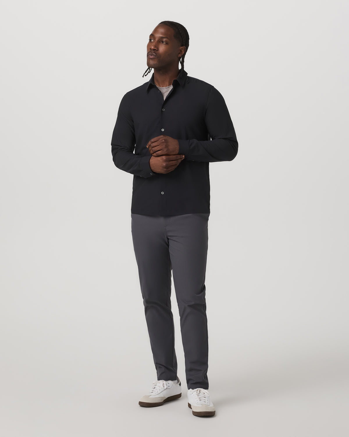 Long Sleeve Manhattan Button Down Men's Black Shirt | Vuori US