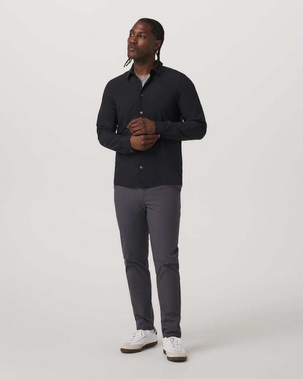 Long Sleeve Manhattan Button Down Men's Black Shirt | Vuori US