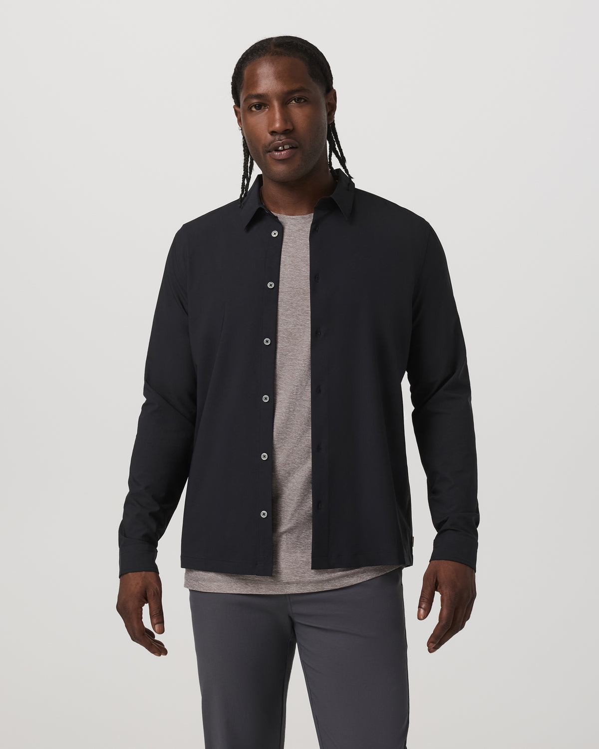 Long Sleeve Manhattan Button Down Men's Black Shirt | Vuori US