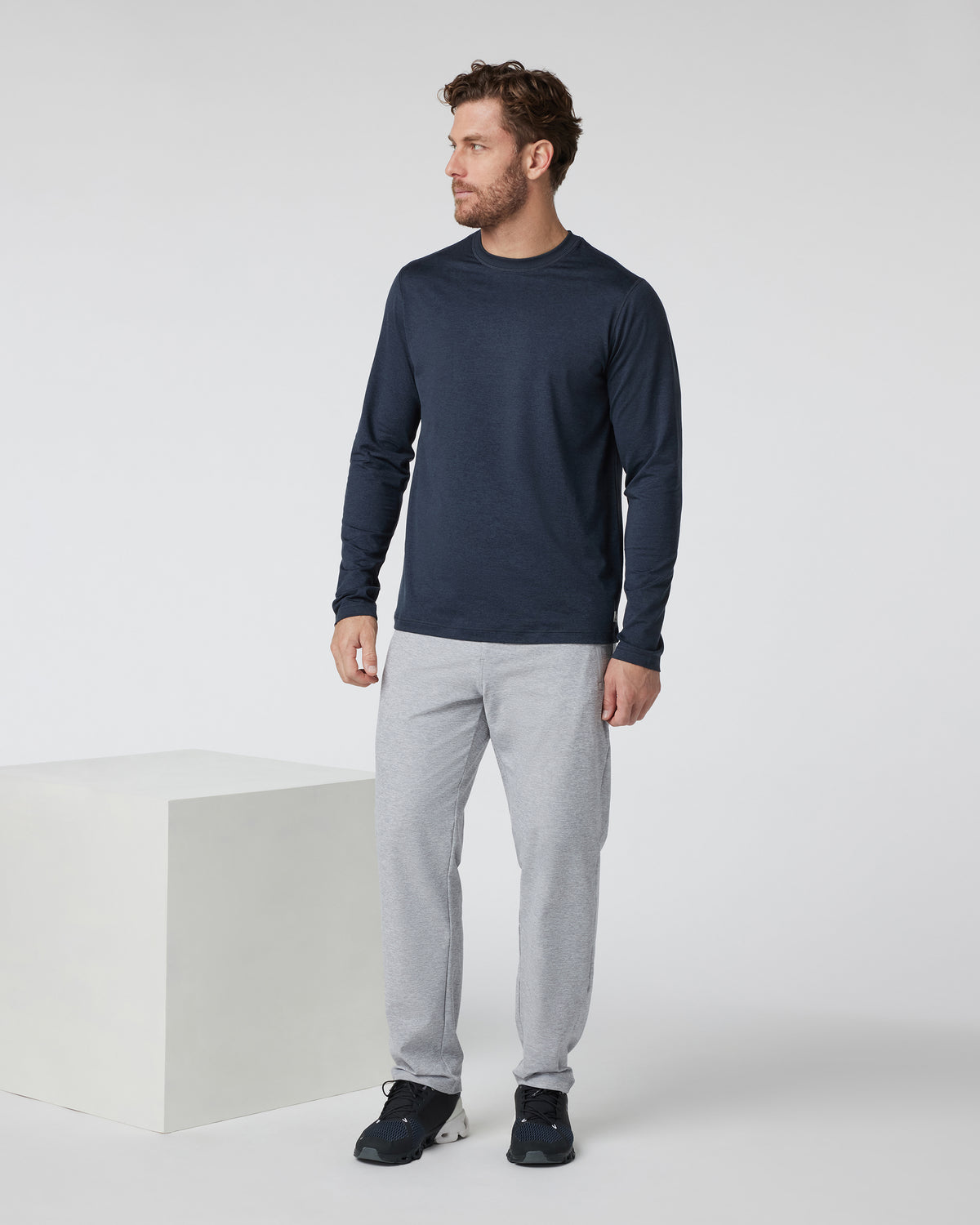 Long Sleeve Ponto Performance Tee Midnight Heather | Vuori Clothing