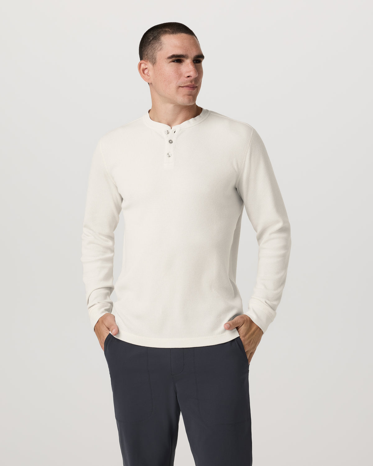 Waffle Henley Men's Marshmallow Henley Top | Vuori Sale