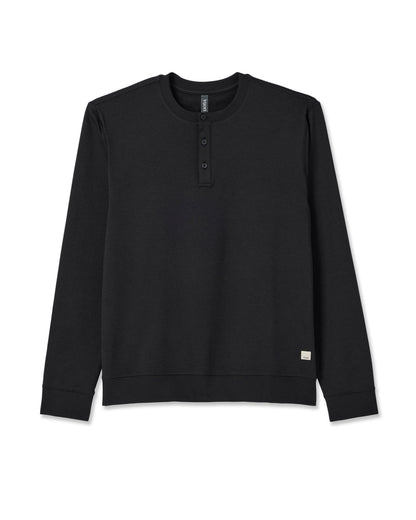 Long Sleeve Coronado Henley - Relaxed Black Heather | Vuori Outlet