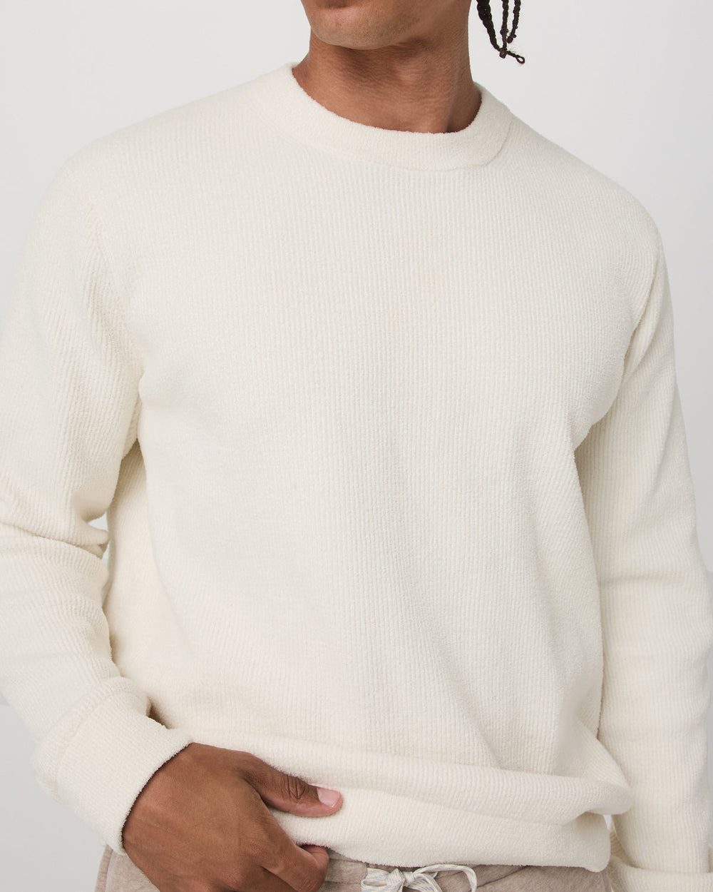 Midweight Rib Sweater Men's Ivory Ribbed Knit Sweater | Vuori US