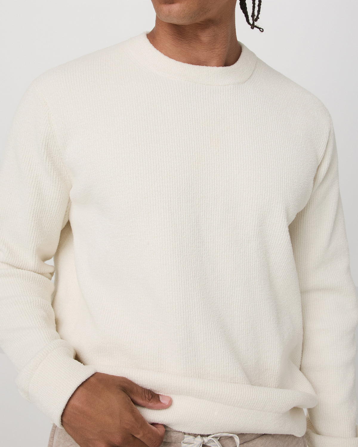 Midweight Rib Sweater Men's Ivory Ribbed Knit Sweater | Vuori US