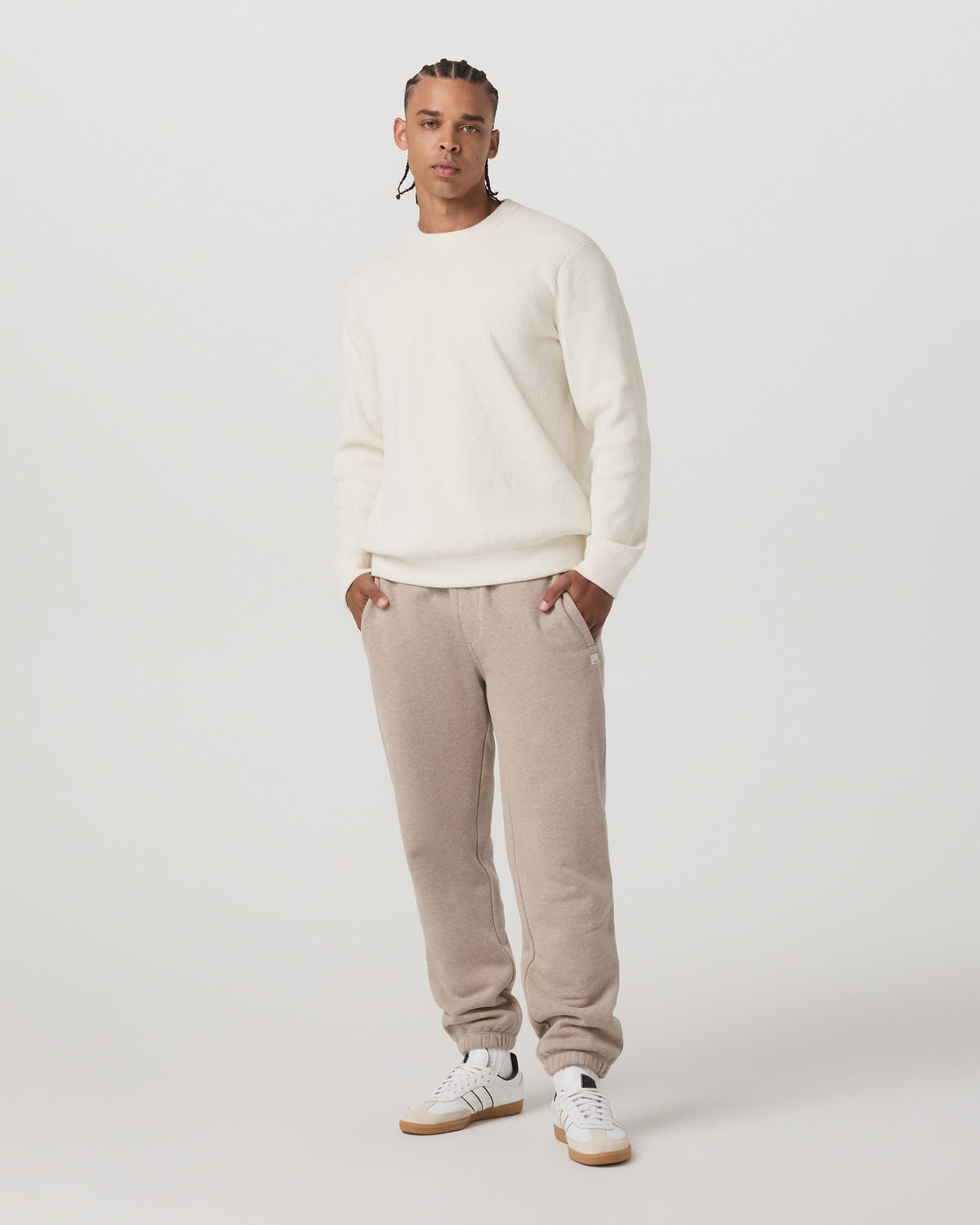 Midweight Rib Sweater Men's Ivory Ribbed Knit Sweater | Vuori US