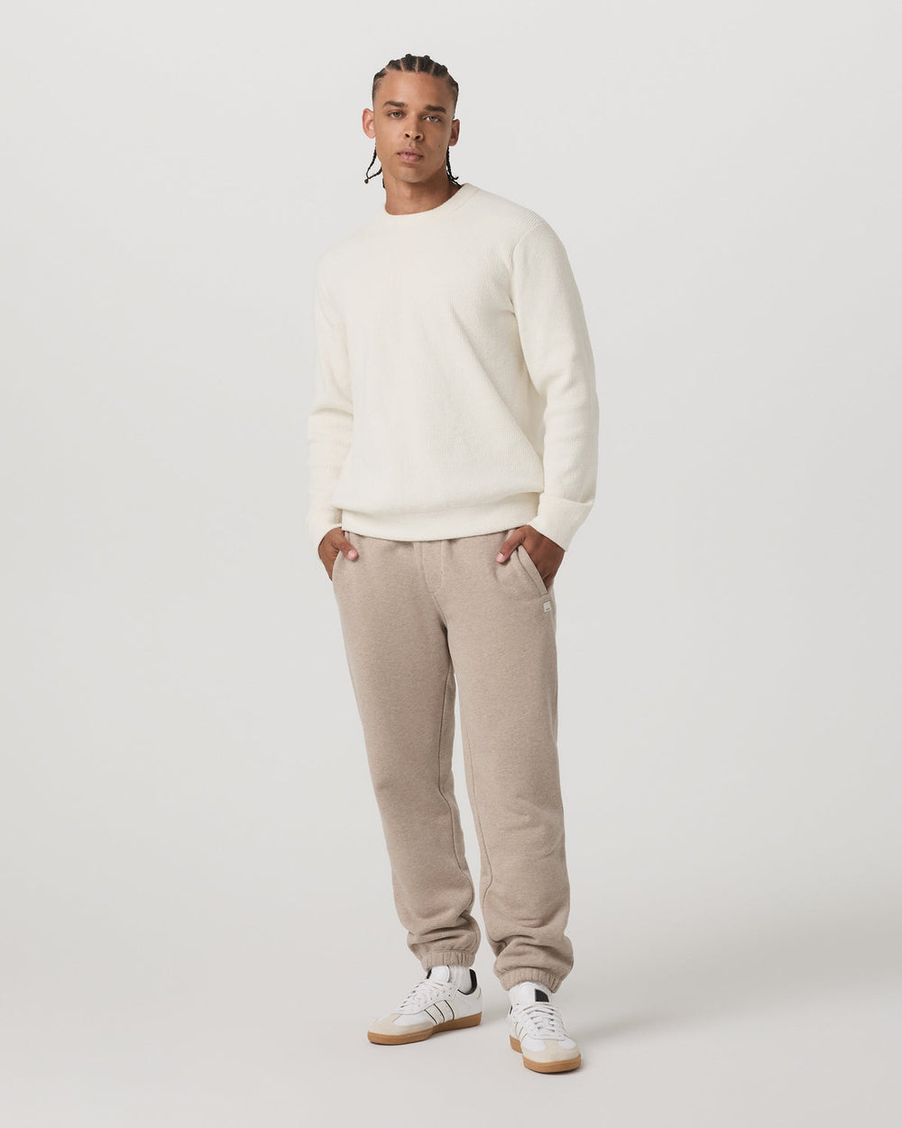 Midweight Rib Sweater Men's Ivory Ribbed Knit Sweater | Vuori US