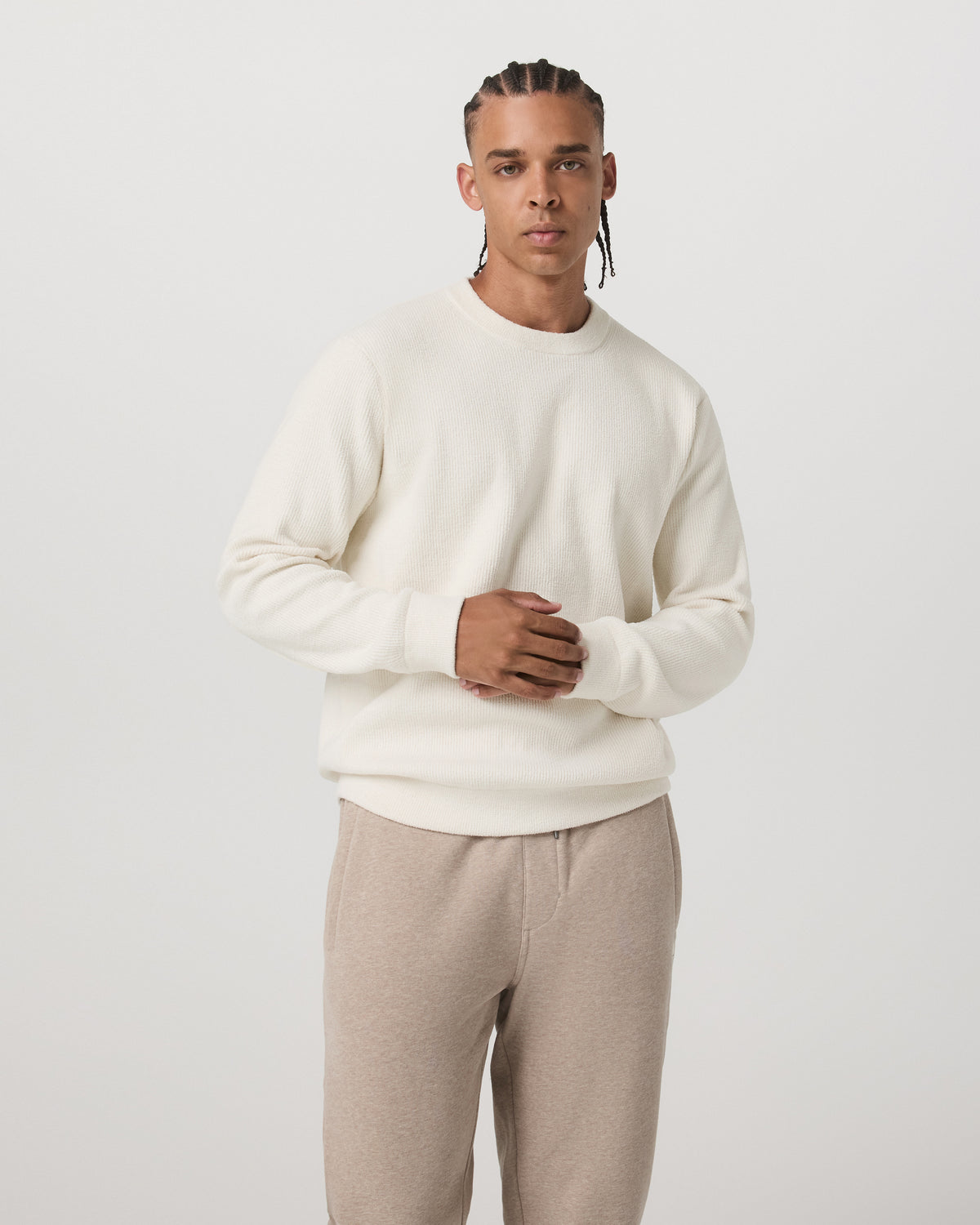Midweight Rib Sweater Men's Ivory Ribbed Knit Sweater | Vuori US