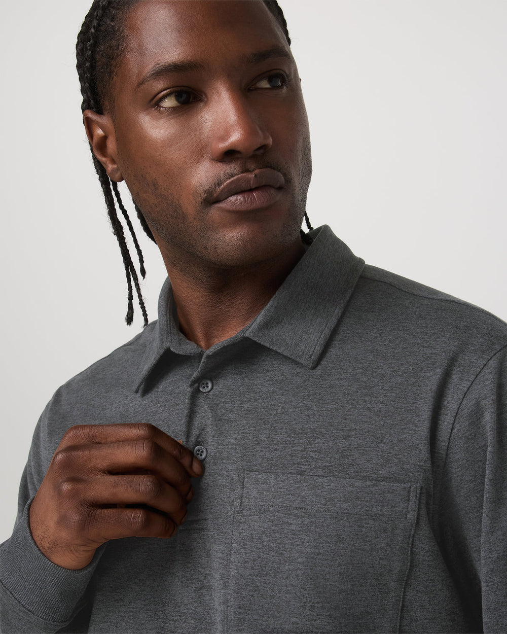 Men's Long Sleeve Coronado Rugby Charcoal Heather | Vuori Clothing