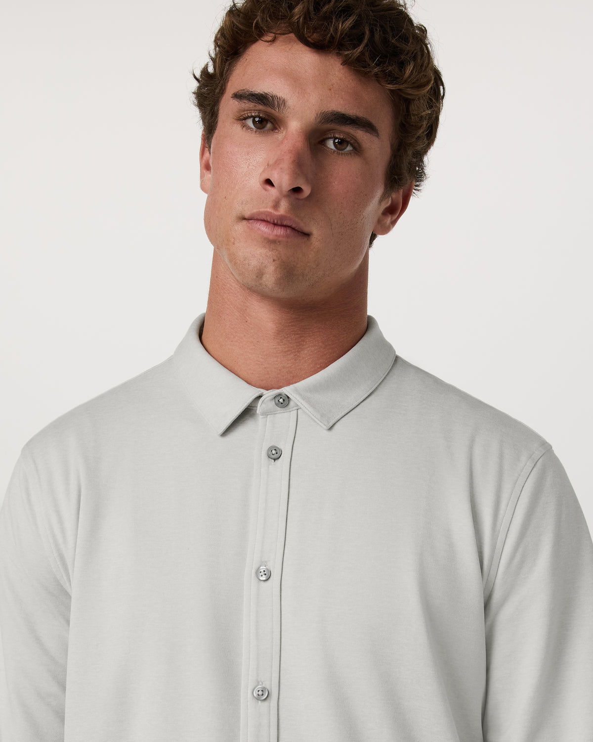 Men's Long Sleeve Ponto Button Down Salt Heather | Vuori