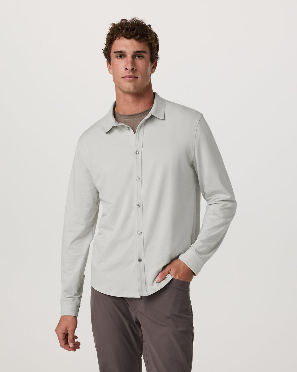Men's Long Sleeve Ponto Button Down Salt Heather | Vuori