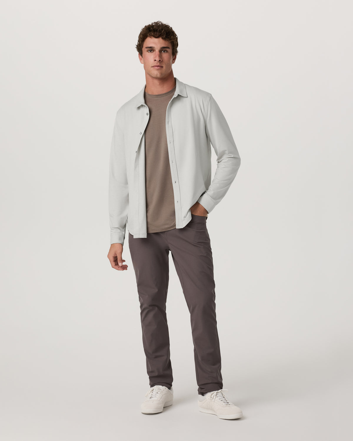 Men's Long Sleeve Ponto Button Down Salt Heather | Vuori