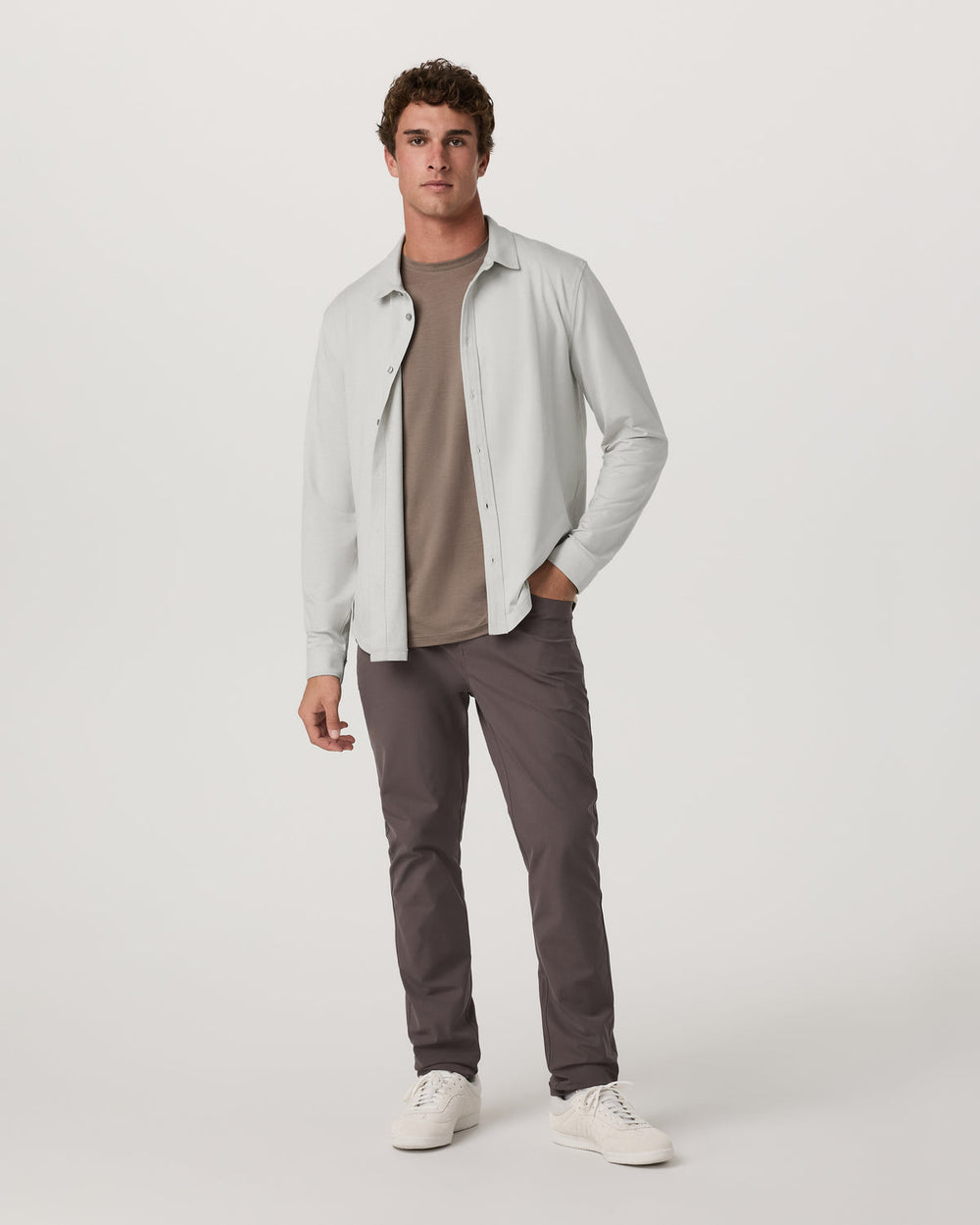 Men's Long Sleeve Ponto Button Down Salt Heather | Vuori