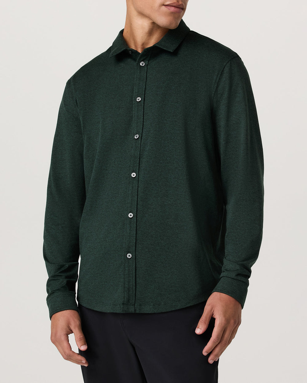 Men's Long Sleeve Ponto Button Down Evergreen Heather | Vuori US