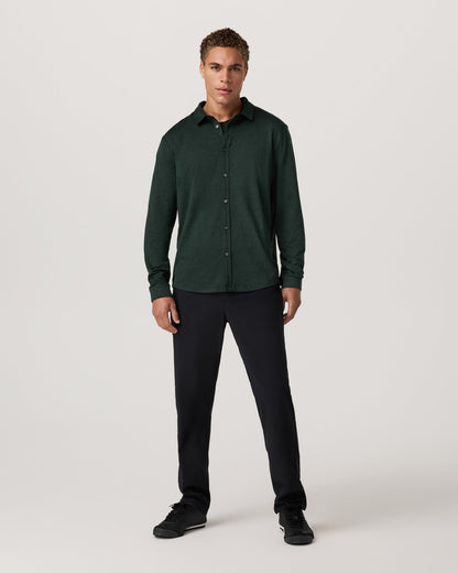 Men's Long Sleeve Ponto Button Down Evergreen Heather | Vuori US