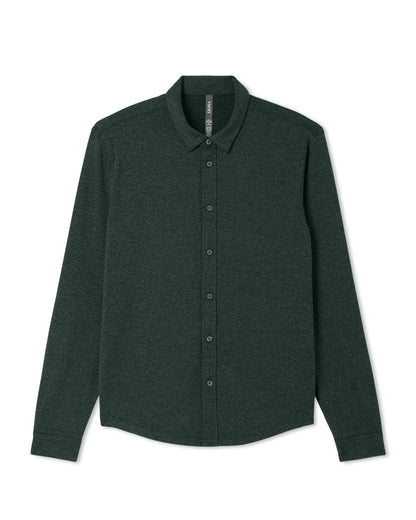 Men's Long Sleeve Ponto Button Down Evergreen Heather | Vuori US