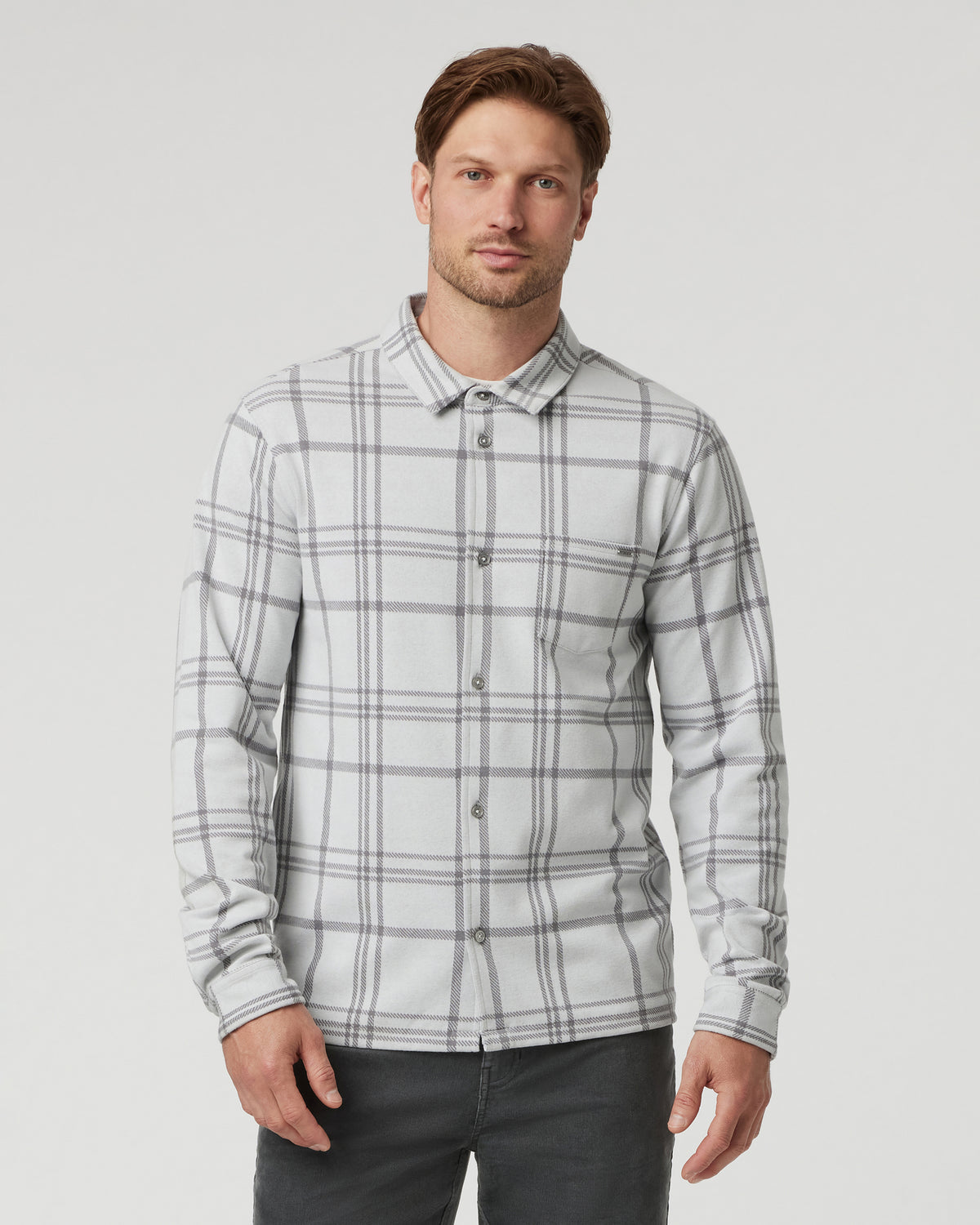 Seaview Plaid Buttondown Shirt Frost Grey | Vuori Clothing