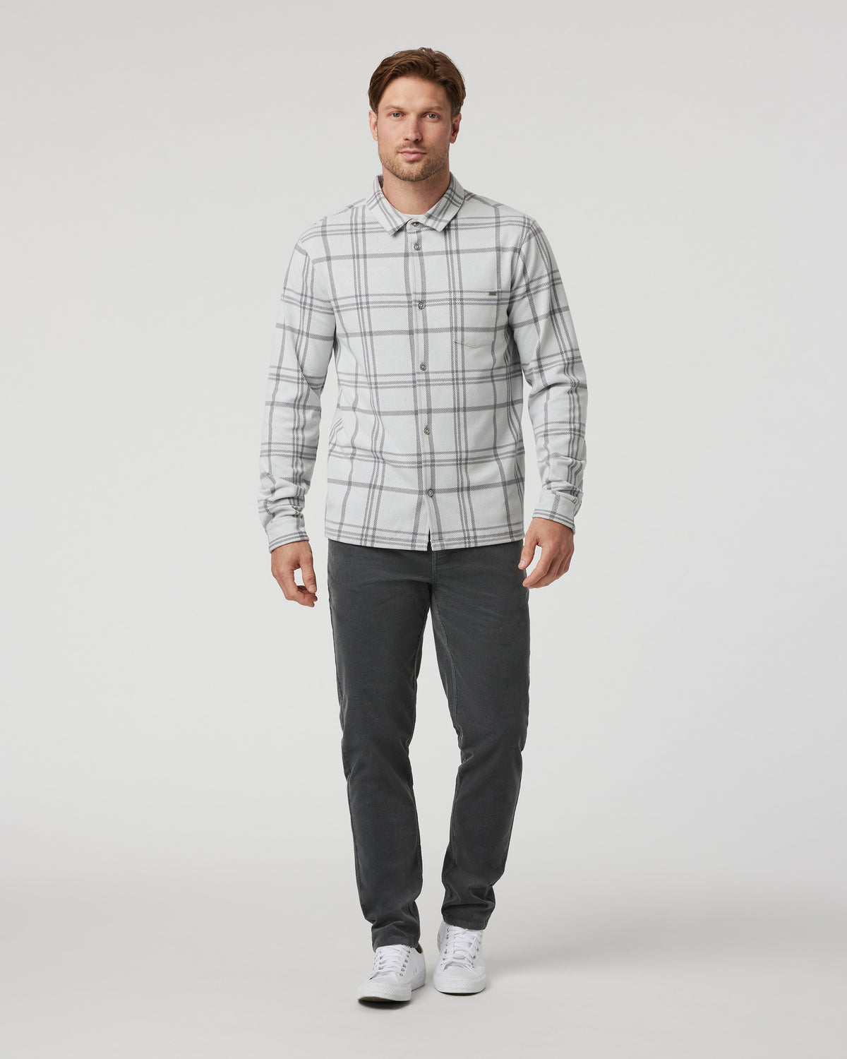 Seaview Plaid Buttondown Shirt Frost Grey | Vuori Clothing