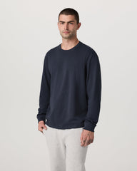Long Sleeve Heavyweight Cotton Tee Men's Navy Shirt | Vuori