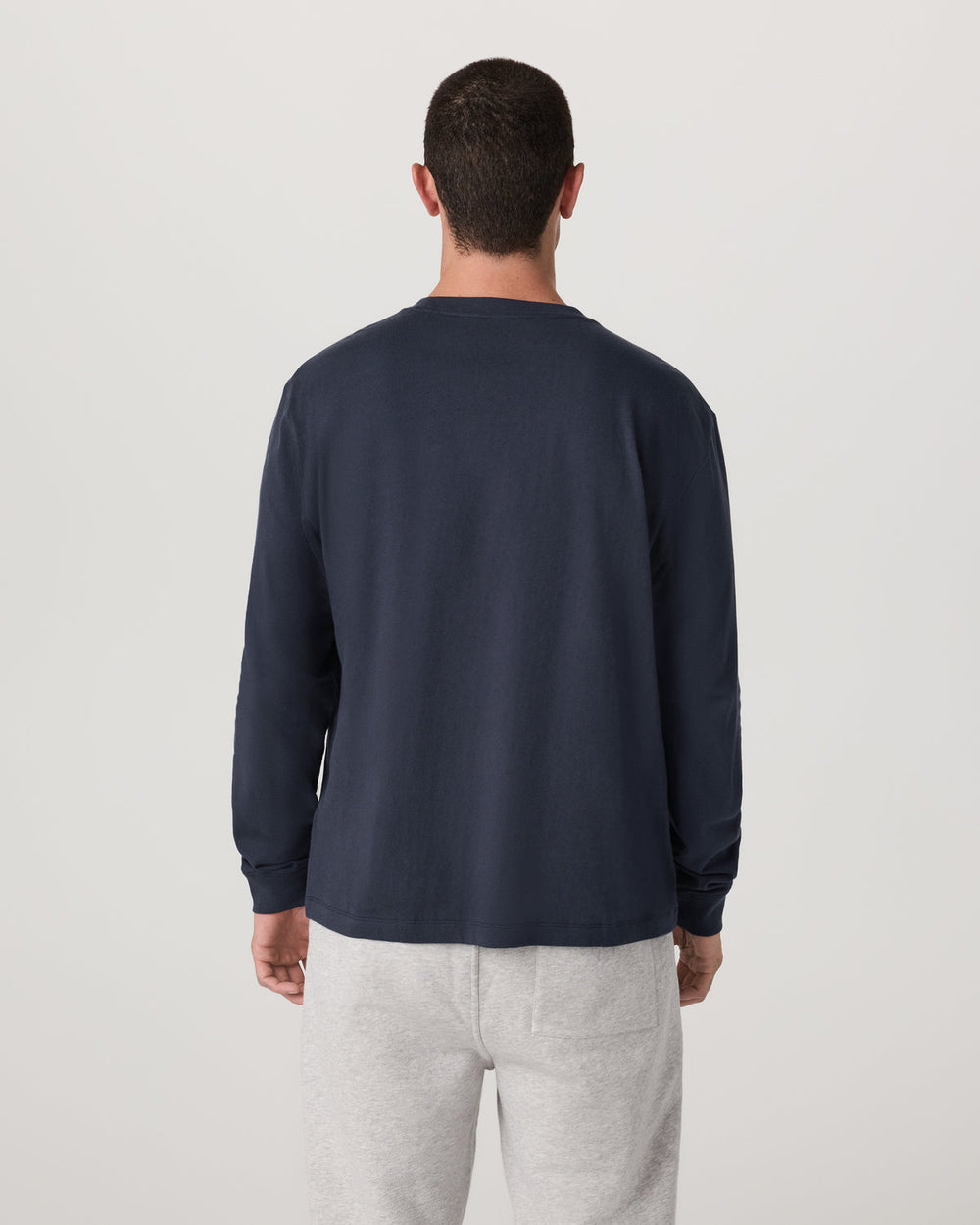 Long Sleeve Heavyweight Cotton Tee Men's Navy Shirt | Vuori