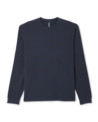 Long Sleeve Heavyweight Cotton Tee Men's Navy Shirt | Vuori