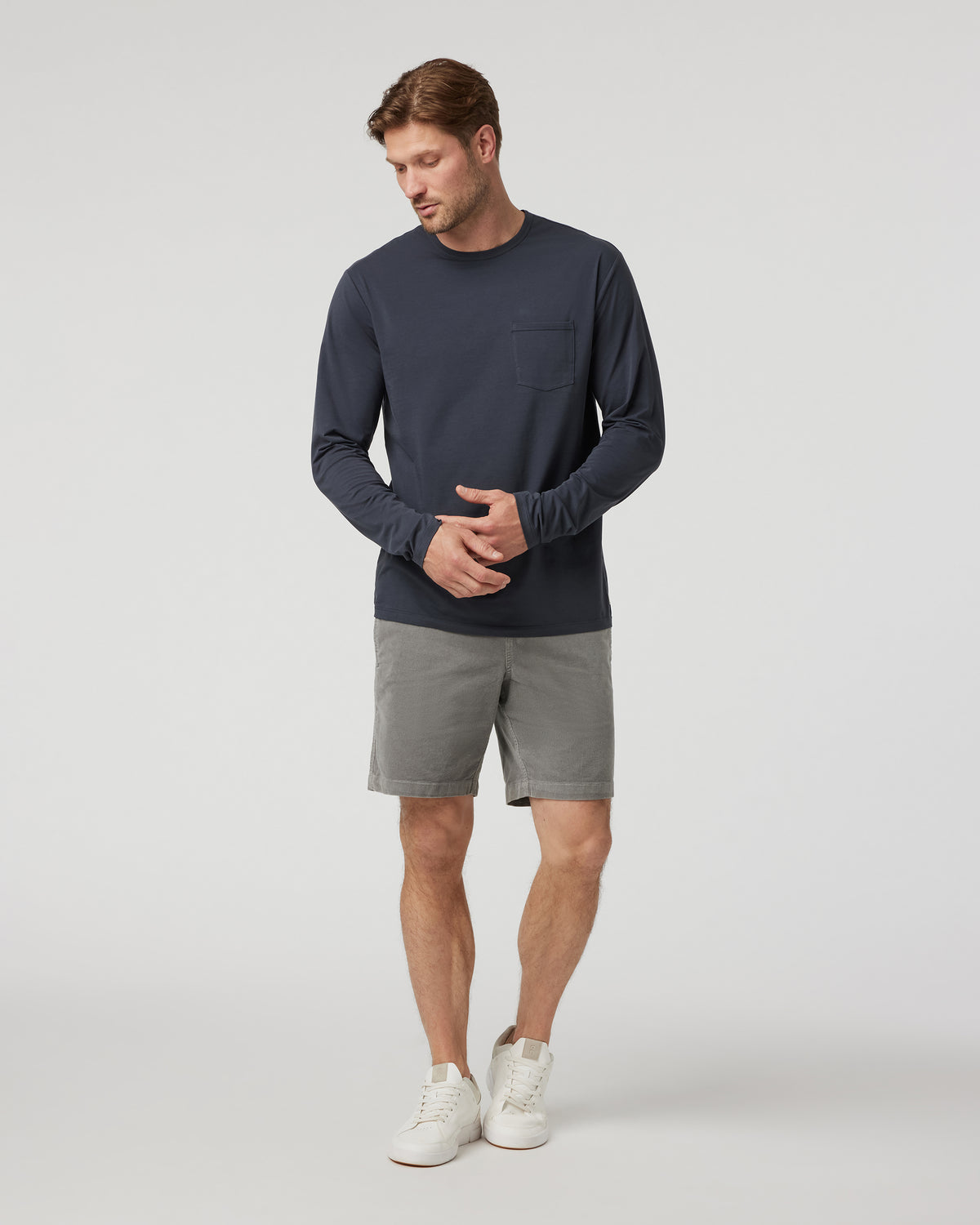 Long Sleeve Men's Feather Tee Navy | Vuori Sale