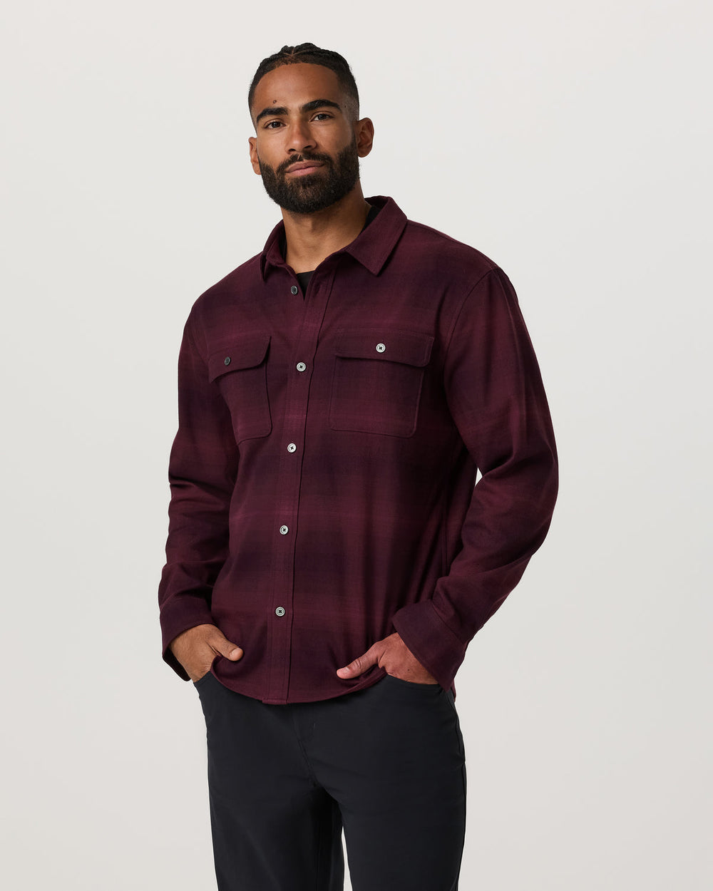Long Sleeve Flannel Button Down Men's Raisin Shirt | Vuori On sale