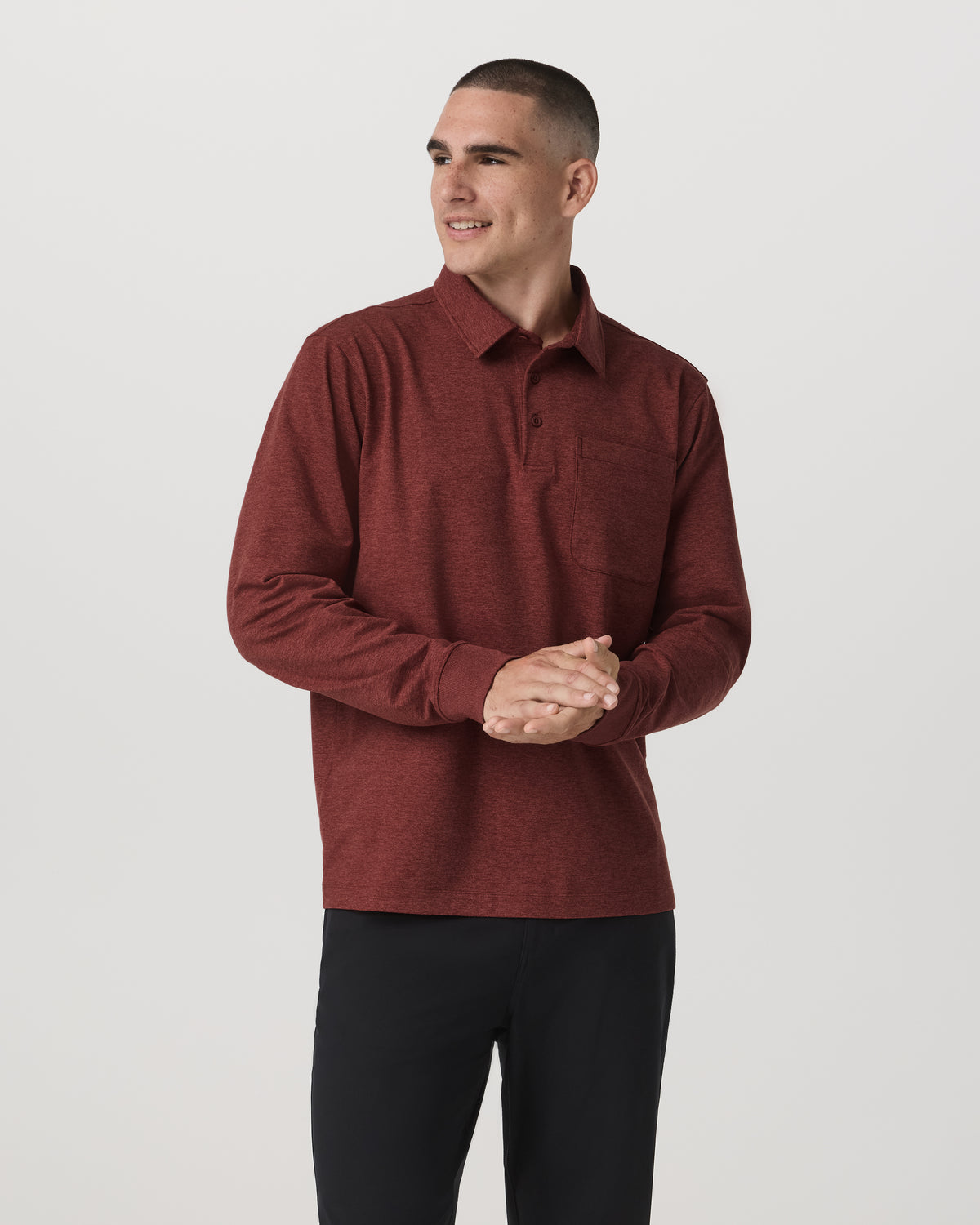 Men's Long Sleeve Coronado Rugby Spiced Apple Heather | Vuori Online