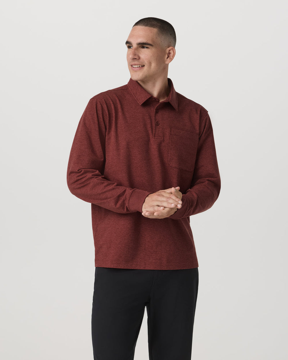 Men's Long Sleeve Coronado Rugby Spiced Apple Heather | Vuori Online