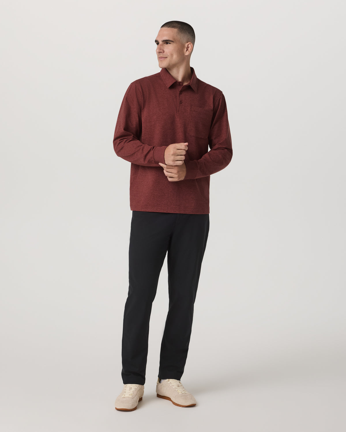 Men's Long Sleeve Coronado Rugby Spiced Apple Heather | Vuori Online