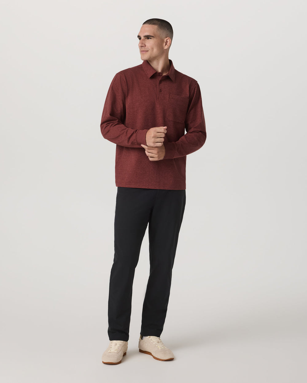 Men's Long Sleeve Coronado Rugby Spiced Apple Heather | Vuori Online