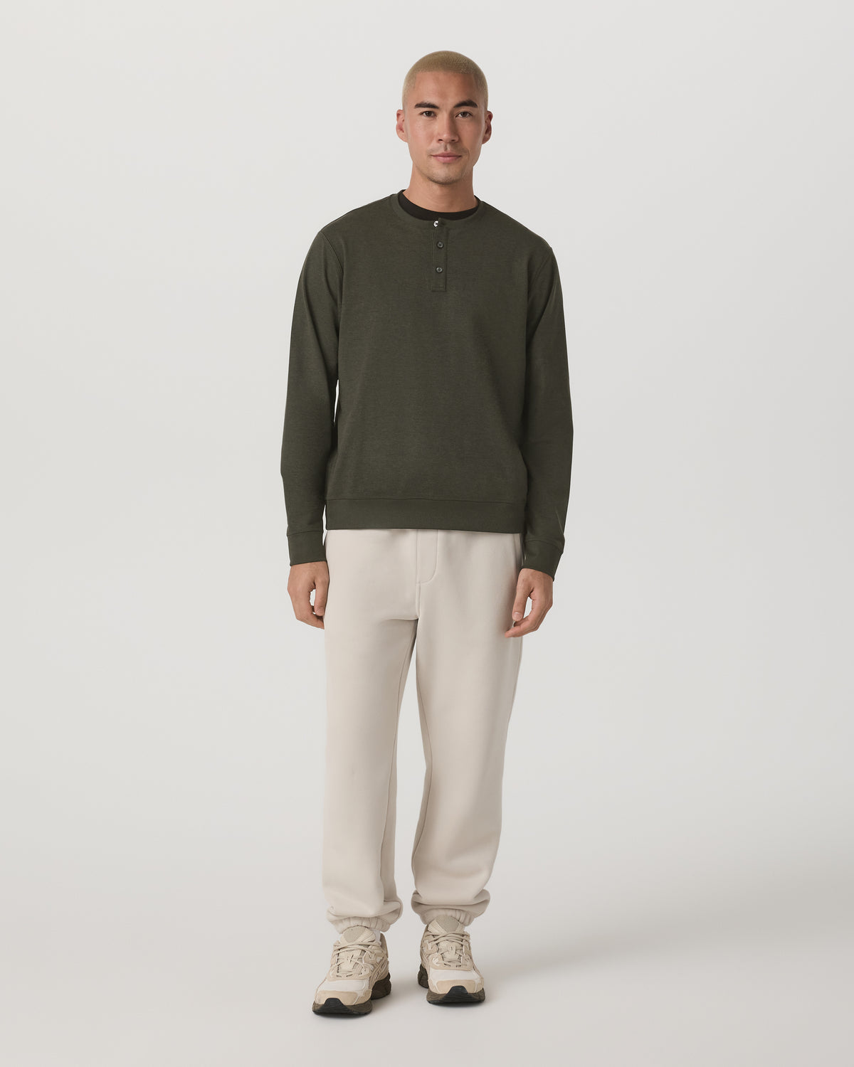 Long Sleeve Coronado Henley - Relaxed Oregano Heather | Vuori US