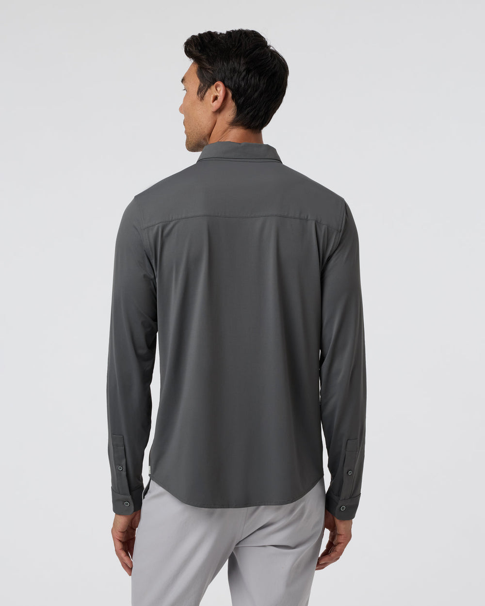 Long Sleeve TravelLite Button Down Dark Pewter | Vuori Online