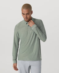 Long Sleeve Strato Tech Polo Men's Thyme Heather Shirt | Vuori Clothing
