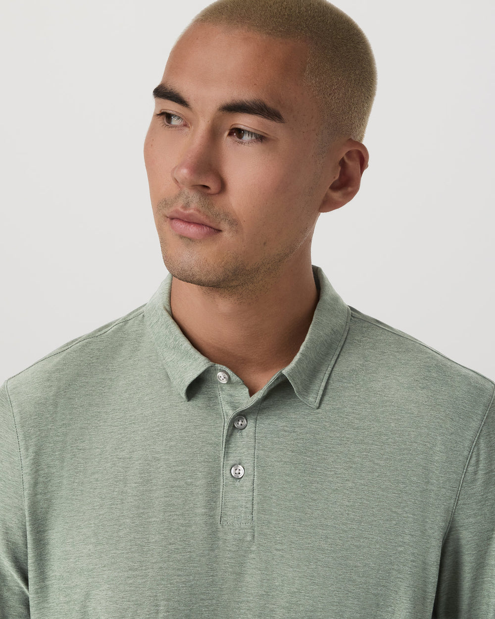 Long Sleeve Strato Tech Polo Men's Thyme Heather Shirt | Vuori Clothing