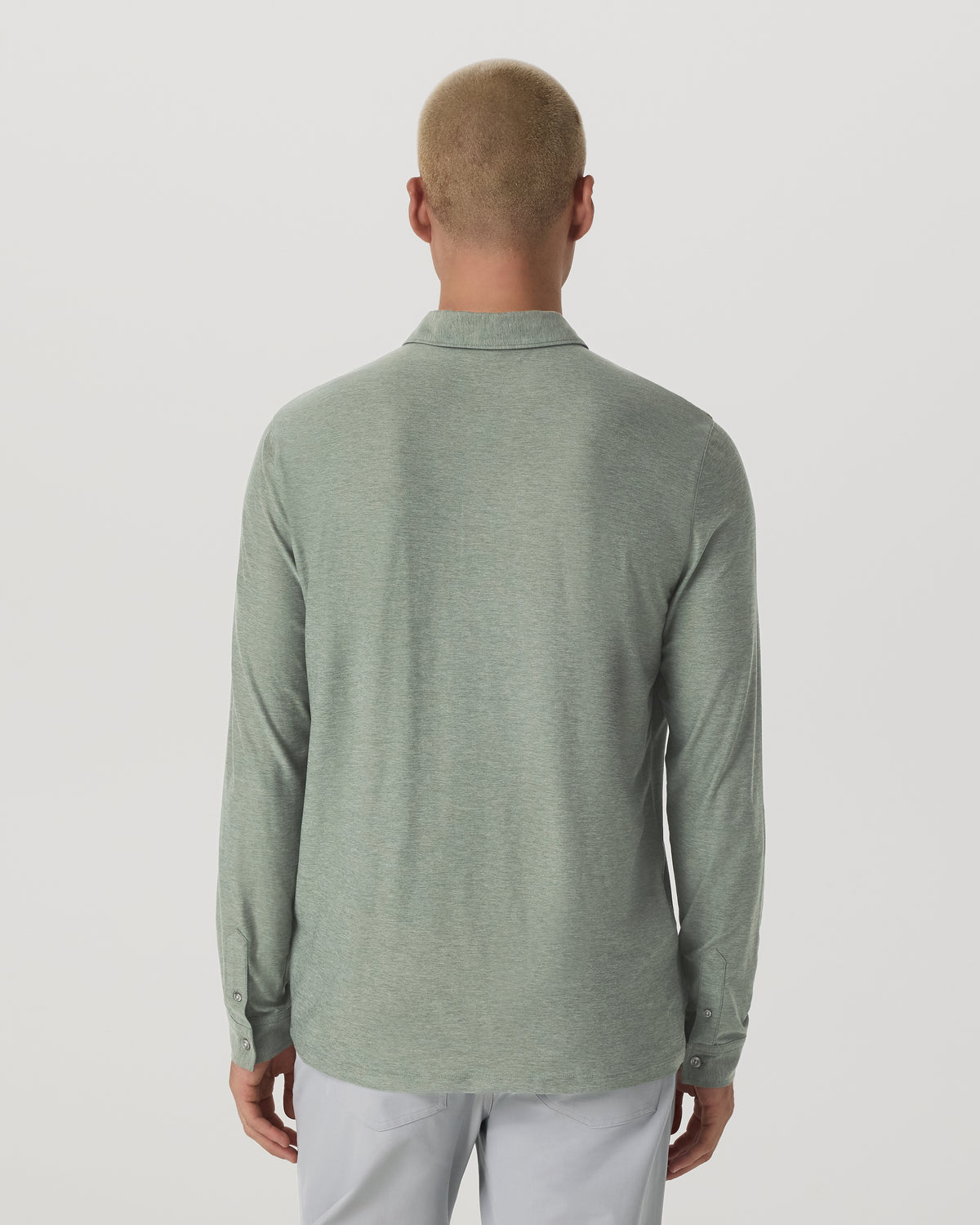 Long Sleeve Strato Tech Polo Men's Thyme Heather Shirt | Vuori Clothing