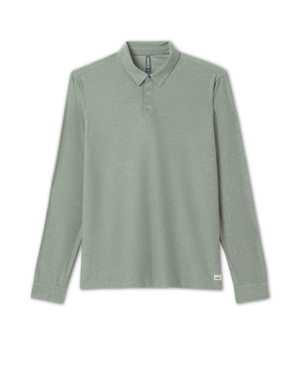 Long Sleeve Strato Tech Polo Men's Thyme Heather Shirt | Vuori Clothing
