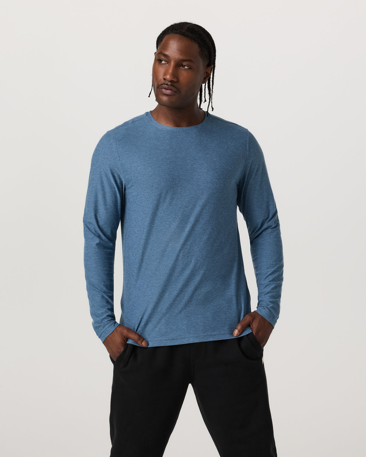 Men's Long Sleeve Strato Tech Tee Pool Blue Heather | Vuori Discount