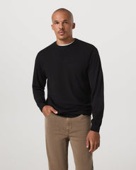 Merino Fine Gauge Wool Sweater Men's Black Sweater | Vuori Online