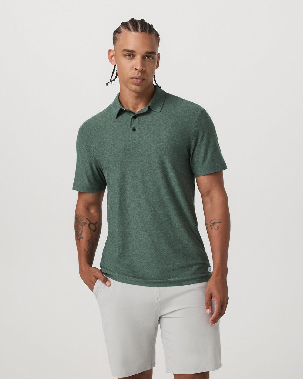 Strato Tech Polo Men's Agate Green Heather Polo Shirt | Vuori US