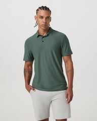 Strato Tech Polo Men's Agate Green Heather Polo Shirt | Vuori US