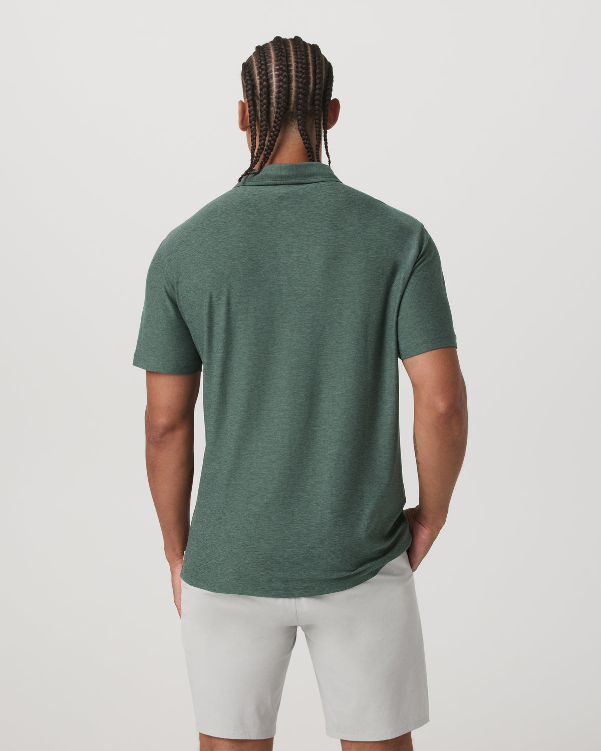 Strato Tech Polo Men's Agate Green Heather Polo Shirt | Vuori US