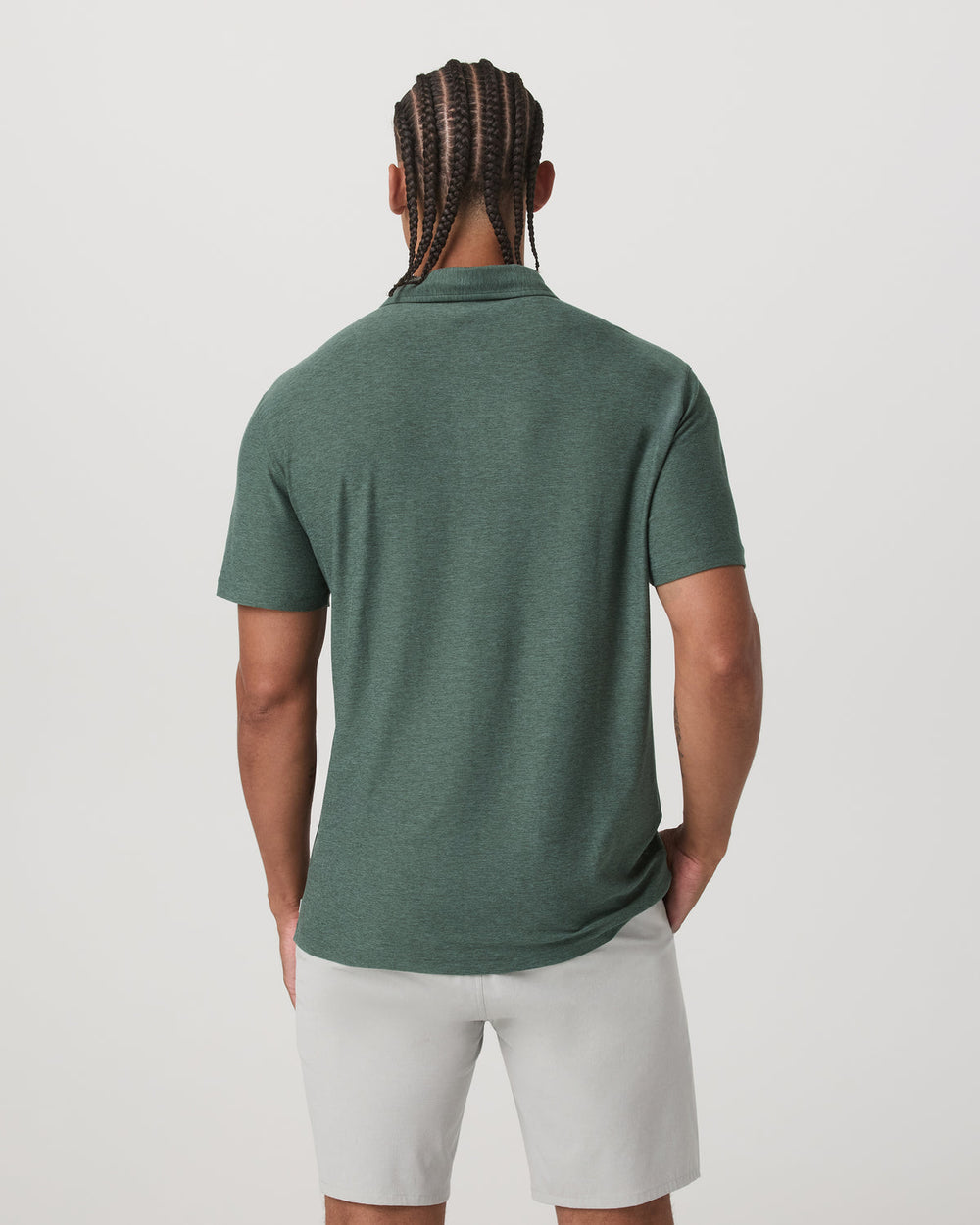 Strato Tech Polo Men's Agate Green Heather Polo Shirt | Vuori US