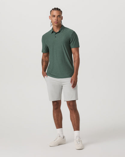 Strato Tech Polo Men's Agate Green Heather Polo Shirt | Vuori US