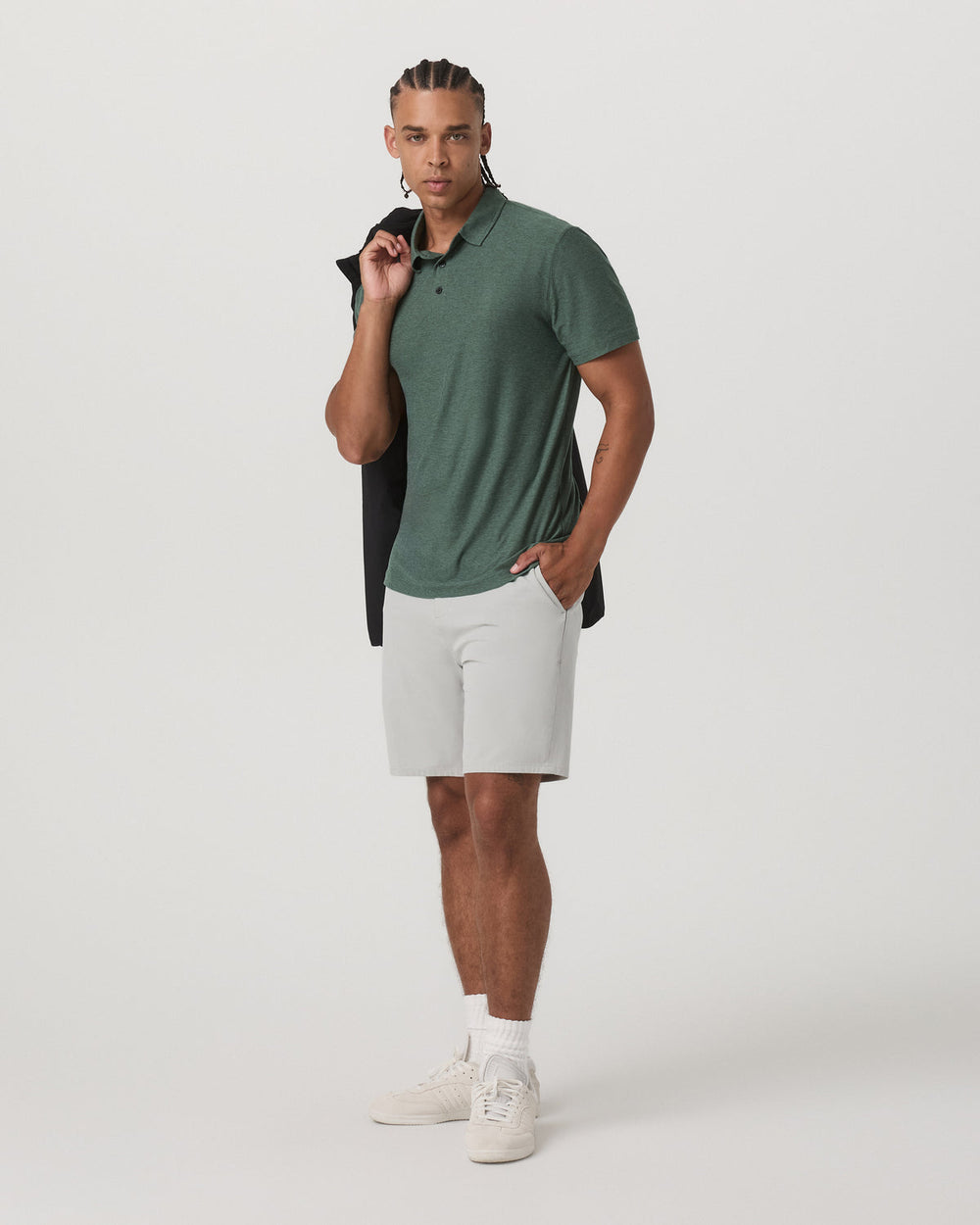 Strato Tech Polo Men's Agate Green Heather Polo Shirt | Vuori US