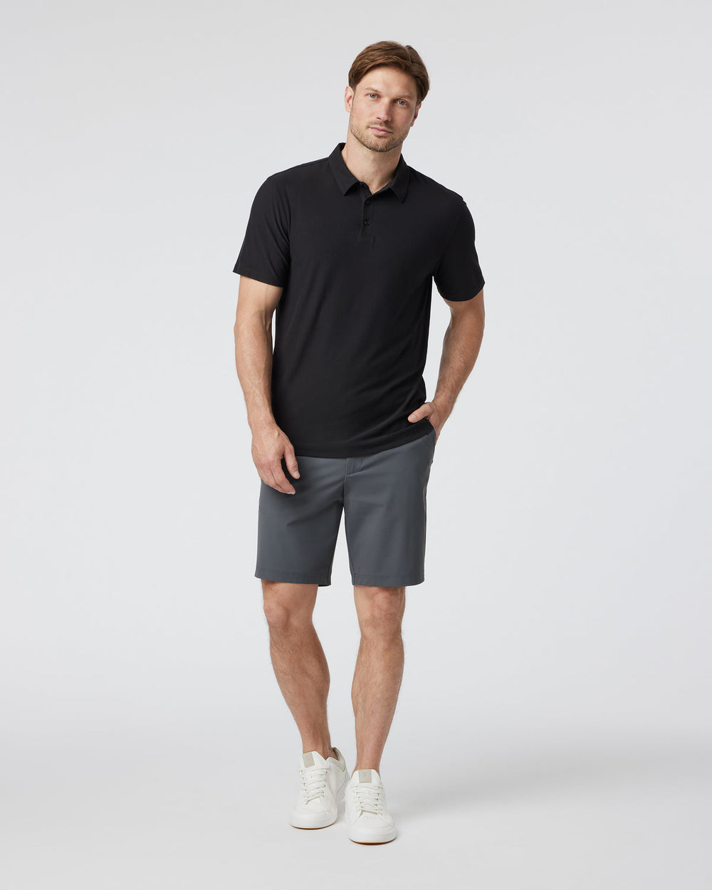 Strato Tech Polo Men's Black Polo Shirt | Vuori Clothing