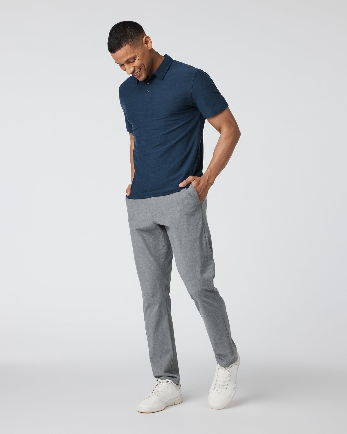 Strato Tech Polo Men's Navy Heather Polo | Vuori