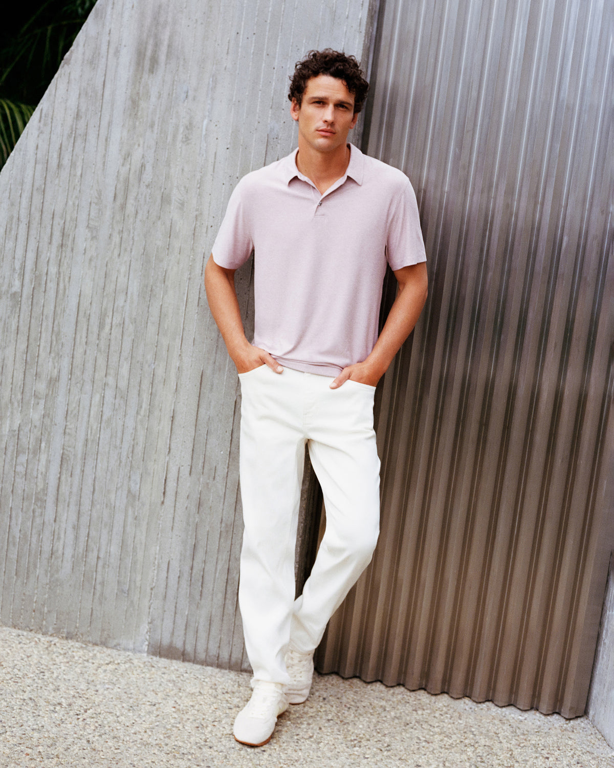 Strato Tech Polo Men's Faded Rose Heather Polo Shirt | Vuori Clothing