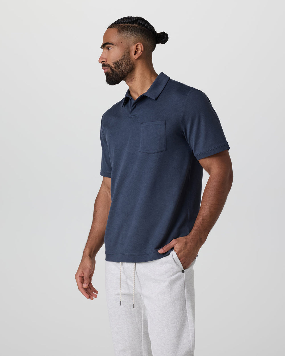 Short Sleeve Ponto Performance Polo Azure Heather | Vuori